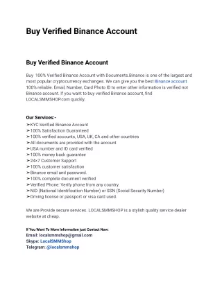 Top 5 Sites to Buy Verified Binance Account
