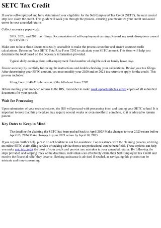 How to Claim the SETC Tax Credit