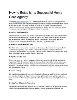 How to Establish a Successful Home Care Agency