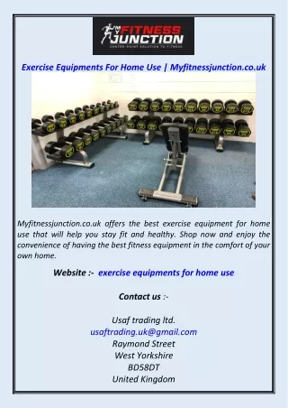 Exercise Equipments For Home Use  Myfitnessjunction.co.uk