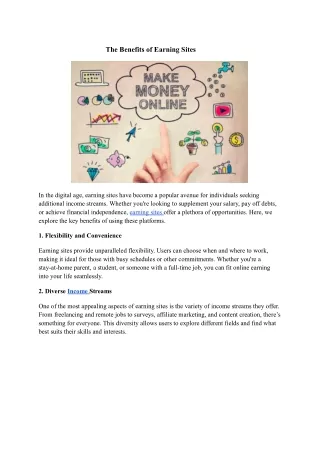 The Benefits of Earning Sites