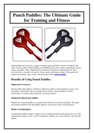 Punch Paddles The Ultimate Guide for Training and Fitness