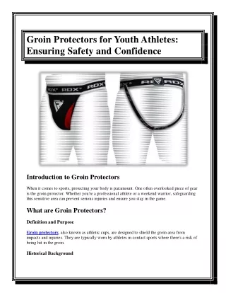 Groin Protectors for Youth Athletes