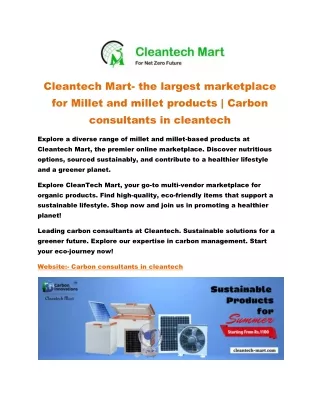 Cleantech Mart- the largest marketplace for Millet and millet products | Carbon