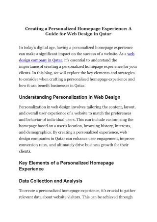 Creating a Personalized Homepage Experience A Guide for Web Design in Qatar
