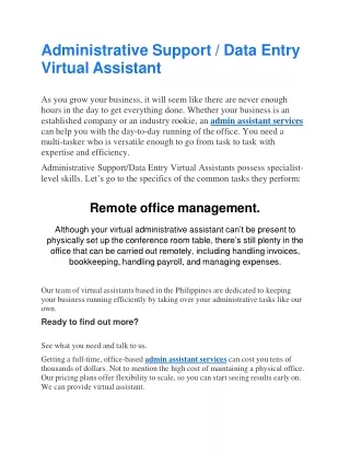 admin assistant services
