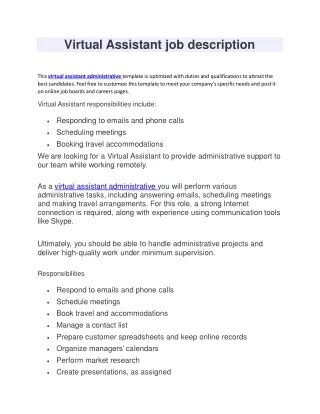 virtual assistant administrative