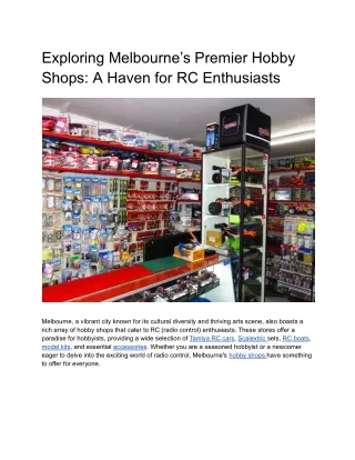 Exploring Melbourne’s Premier Hobby Shops_ A Haven for RC Enthusiasts