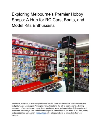 Exploring Melbourne's Premier Hobby Shops_ A Hub for RC Cars, Boats, and Model Kits Enthusiasts