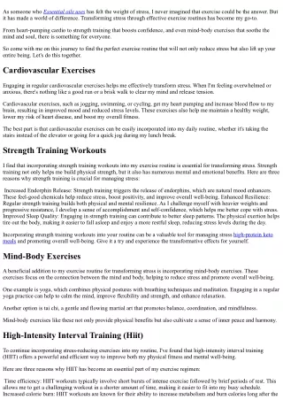 Transforming Stress Through Effective Exercise Routines