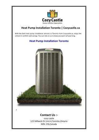 Heat Pump Installation Toronto  Cozycastle.ca