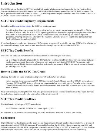 SETC Tax Credit Guide