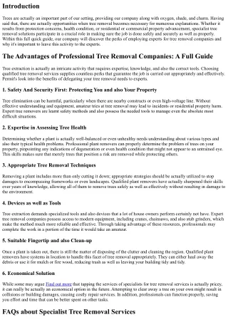 The Benefits of Professional Tree Removal Services: A Total Quick guide