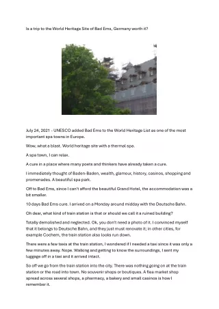 Is a trip to the World Heritage Site of Bad Ems