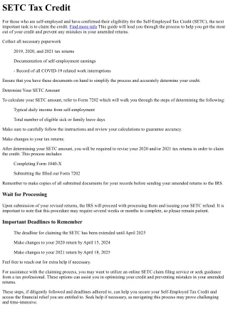 How to Claim the SETC Tax Credit
