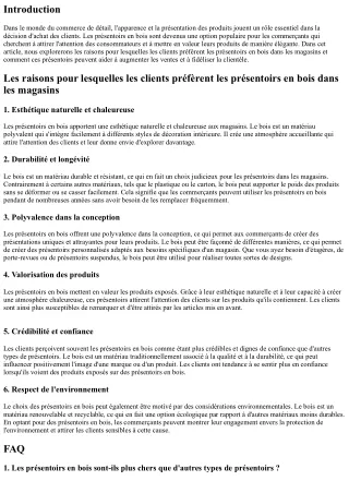 Les raisons pour lesquelles les clients préfèrent les présentoirs en bois dans l