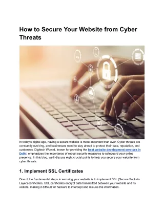 How to Secure Your Website from Cyber Threats