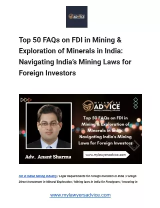 FDI in Mining & Exploration of Minerals in India