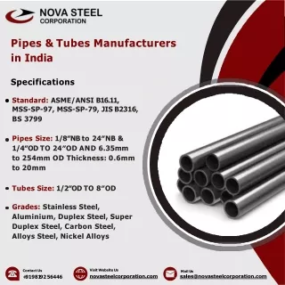 Pipes & Tubes | Round Bar | Sheets Plates Coils | Fastener- Nova Steel Corporati