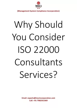 Why Should You Consider ISO 22000 Consultants Services