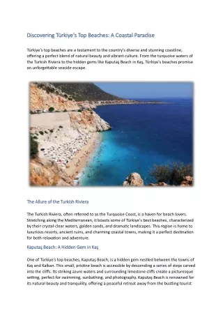 Discovering Türkiye's Top Beaches: A Coastal Paradise