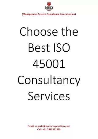 Choose the Best ISO 45001 Consultancy Services