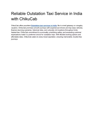 Reliable Outstation Taxi Service in India with ChikuCab