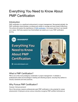 Everything You Need to Know About PMP Certification