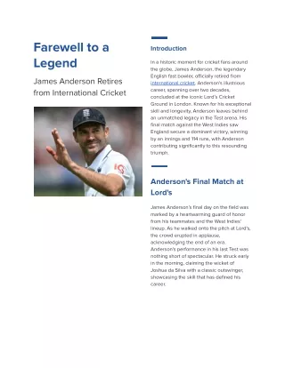 Farewell To A Legend - Jimmy Anderson