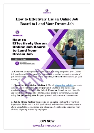 How to Effectively Use an Online Job Board to Land Your Dream Job