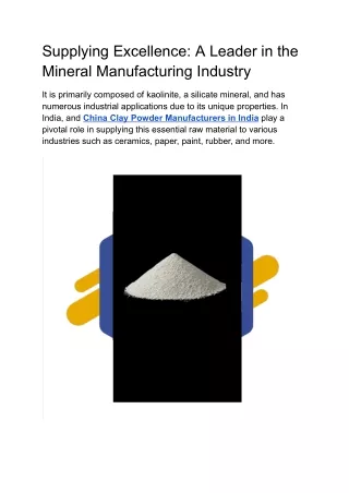 China Clay Powder Manufacturers in India (1)