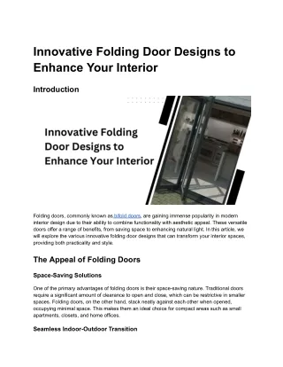 Innovative Folding Door Designs to Enhance Your Interior