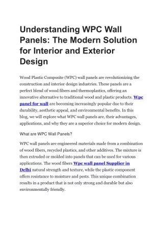 Understanding WPC Wall Panels