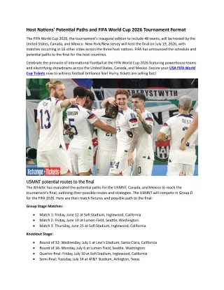 Host Nations' Potential Paths and FIFA World Cup 2026 Tournament Format