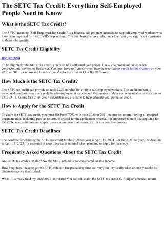 What is the SETC Tax Credit?