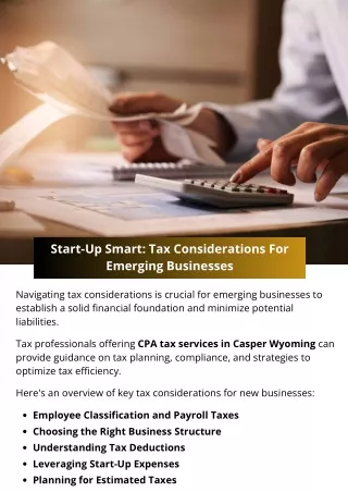 Start-Up Smart: Tax Considerations For Emerging Businesses