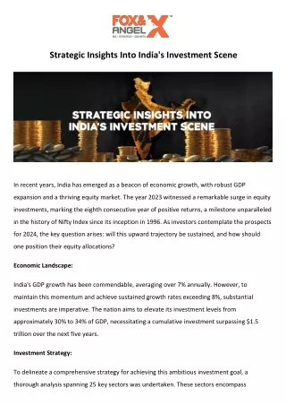 Strategic Insights Into India's Investment Scene