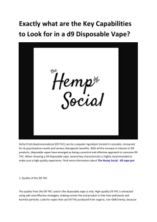 The Hemp Social - d9 disposable vape