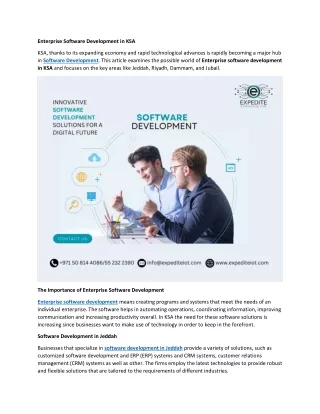 Enterprise Software Development in KSA