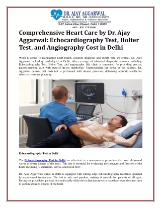 Cardiac Diagnostics: Echocardiography and Angiography Cost in Delhi