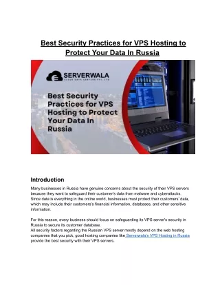 Best Security Practices for VPS Hosting to Protect Your Data In Russia