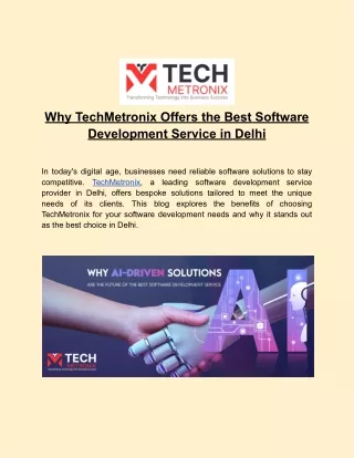 Why TechMetronix Offers the Best Software Development Service in Delhi