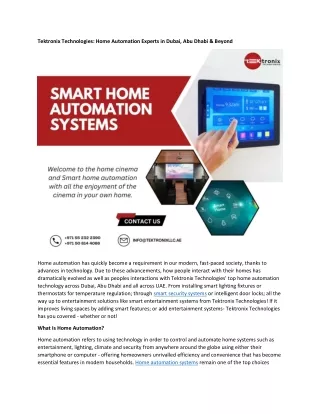 Tektronix Technologies - Best Home Automation Solutions Providers