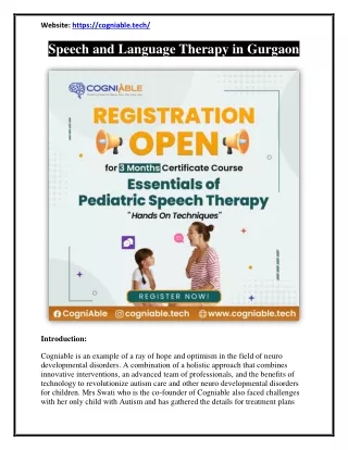 Speech and Language Therapy in Gurgaon