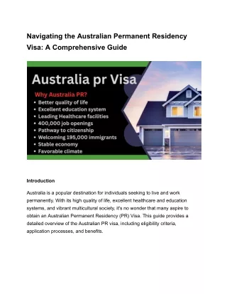 Navigating the Australian Permanent Residency Visa: A Comprehensive Guide