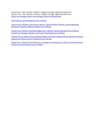 Cultural Tours, Trips, Activities in Bhutan | Religious Heritage, Sightseeing Ad
