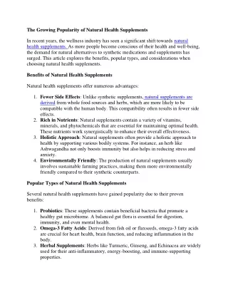 Natural Health Supplements