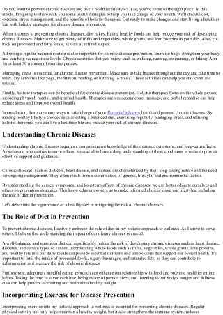 Embracing Holistic Strategies for Chronic Disease Prevention