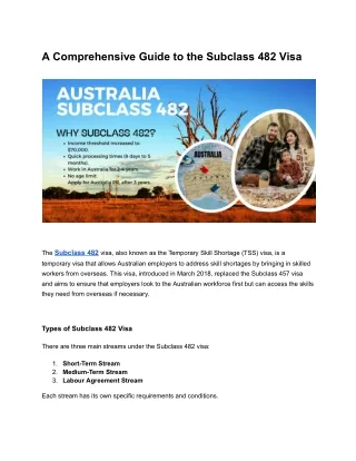 A Comprehensive Guide to the Subclass 482 Visa