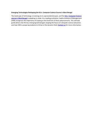 Emerging Technologies Reshaping the B.Sc. Computer Science Course in West Bengal